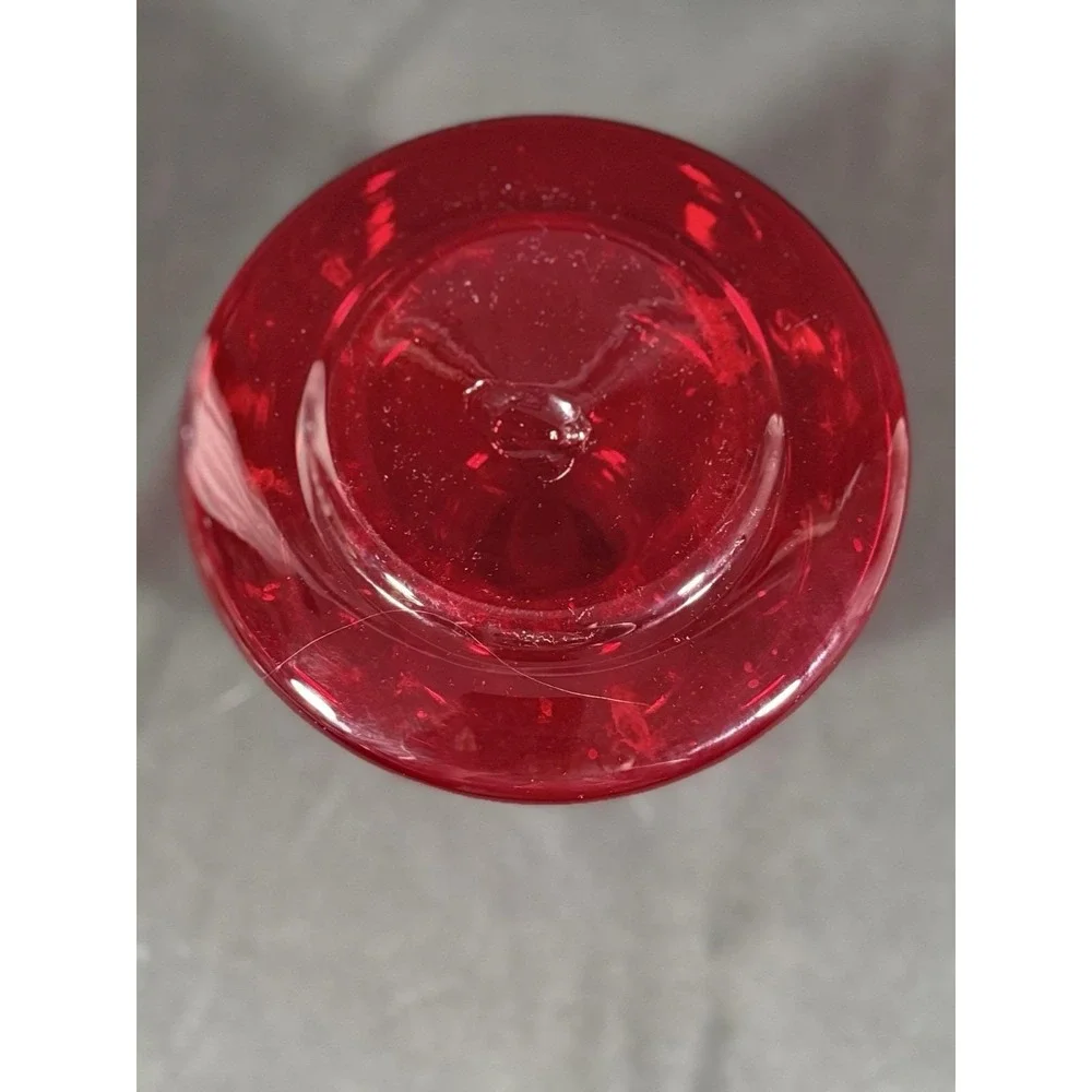 Rainbow-Viking Glass Co. Ruby Red Hand Blown Decanter No Stopper Vintage 60s MCM
